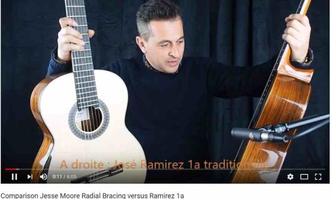 Jesse Moore guitarmaker comparison with a Jose ramirez 1a classical guitar